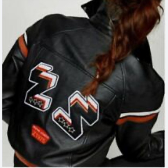 ZARA faux leather black moto bomber zip up jacket ZZ inspire others Z1975 S - Picture 2 of 8